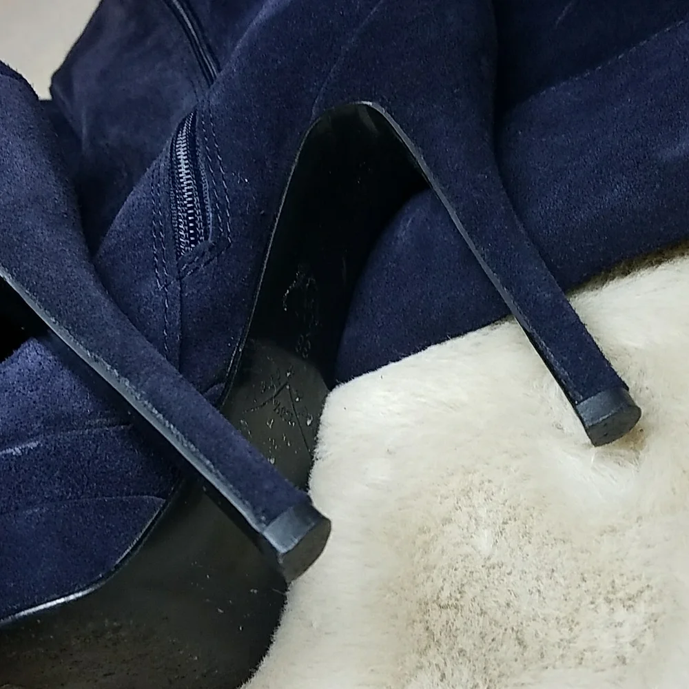 Primadonna Collection Platform Stiletto Thigh high OTK Boots Blue Suede ITALY